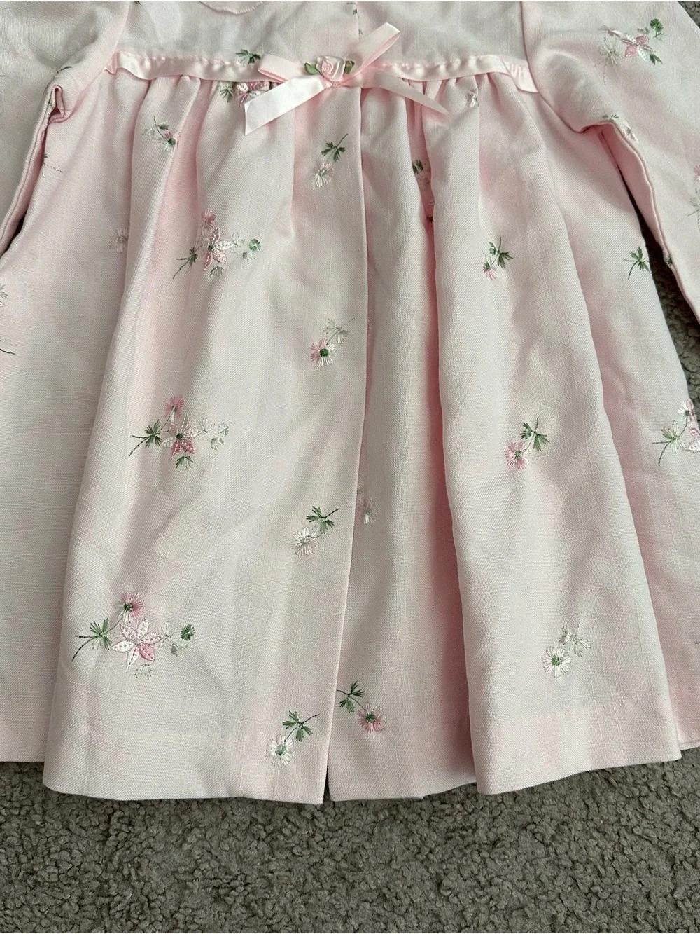 Bonnie Baby Pink Floral Embroidery Long Sleeve Coat Toddler 24M